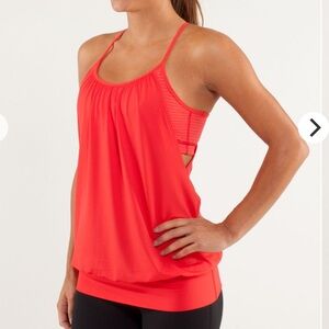 Lululemon No Limits Tank Top in Love Red/ Slope Stripe Size 6